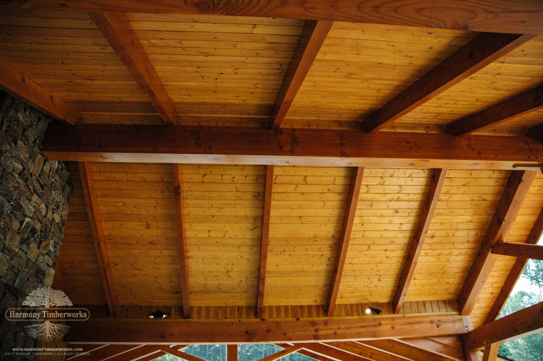Interior Roof Framing, Apple Orchard Timber Pavilion