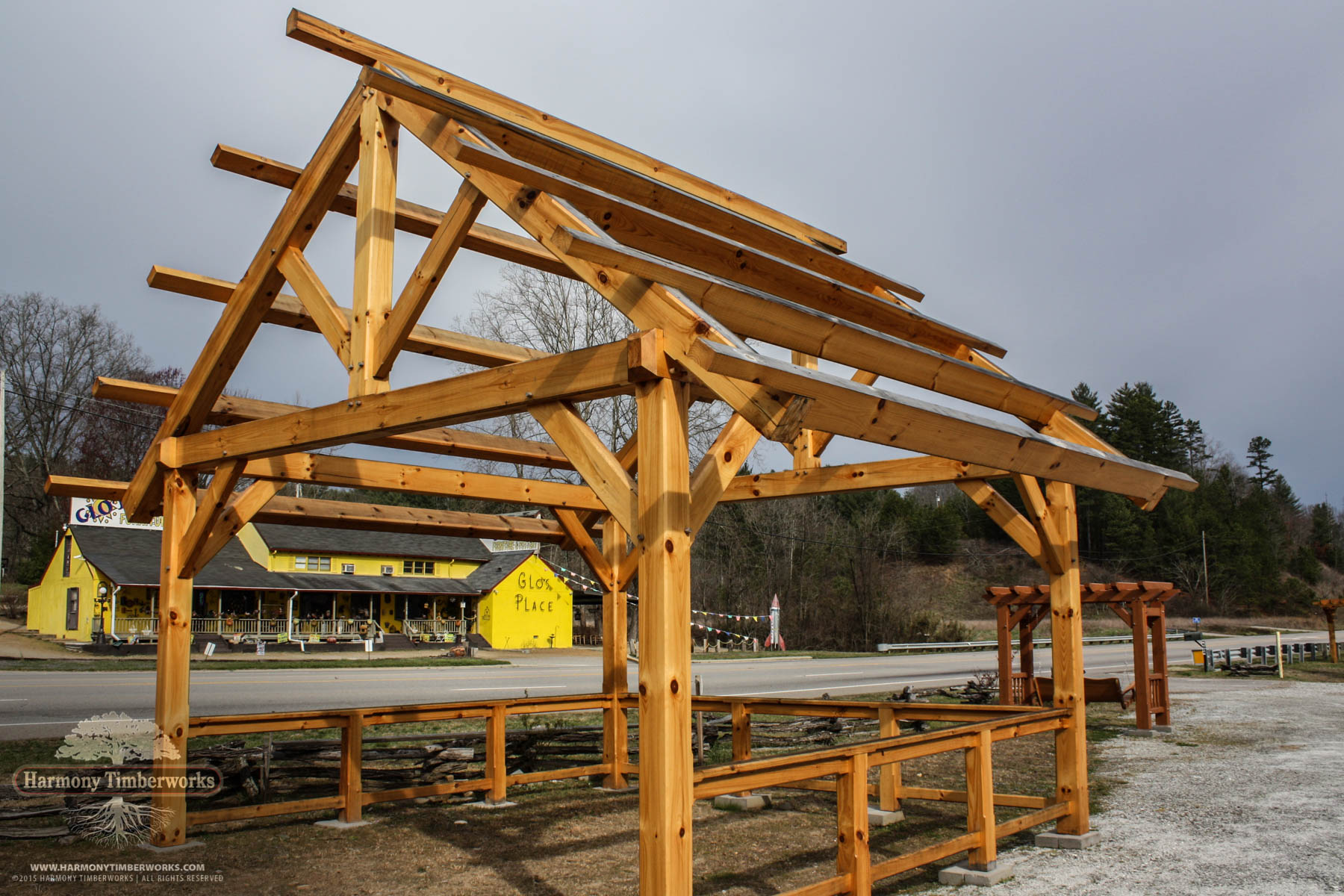 Open Timber Pavilion Base Frame, Mid-Construction