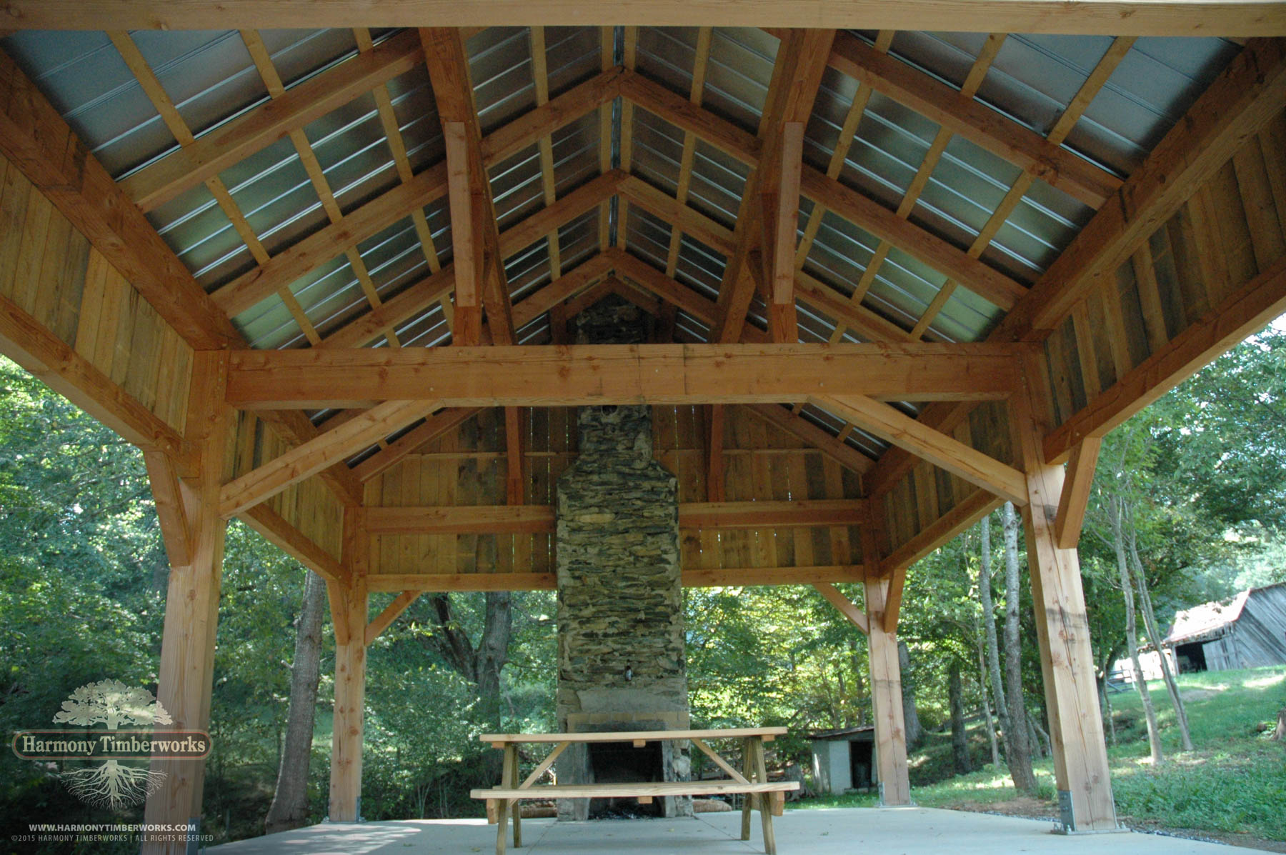 Interior Roof Framing, Open Timber Frame Pavilion
