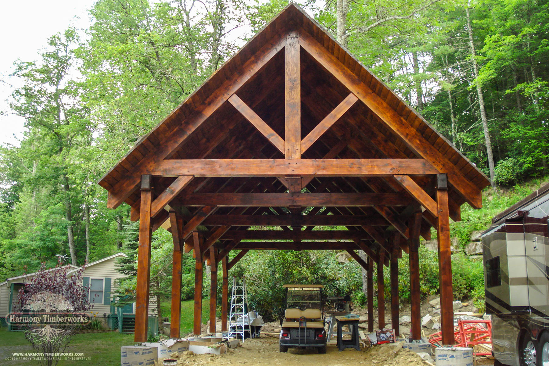 Queen Truss Entryway, Open Frame Pavilion