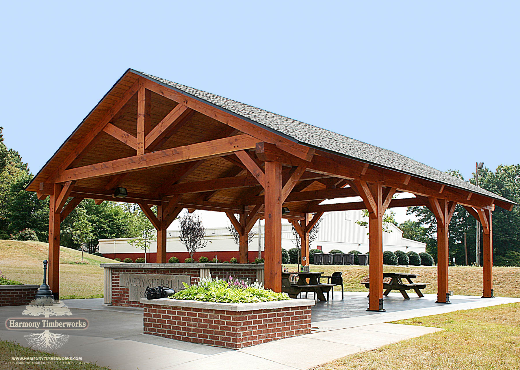 Exterior Support Beams, Open Timber Frame Pavilion