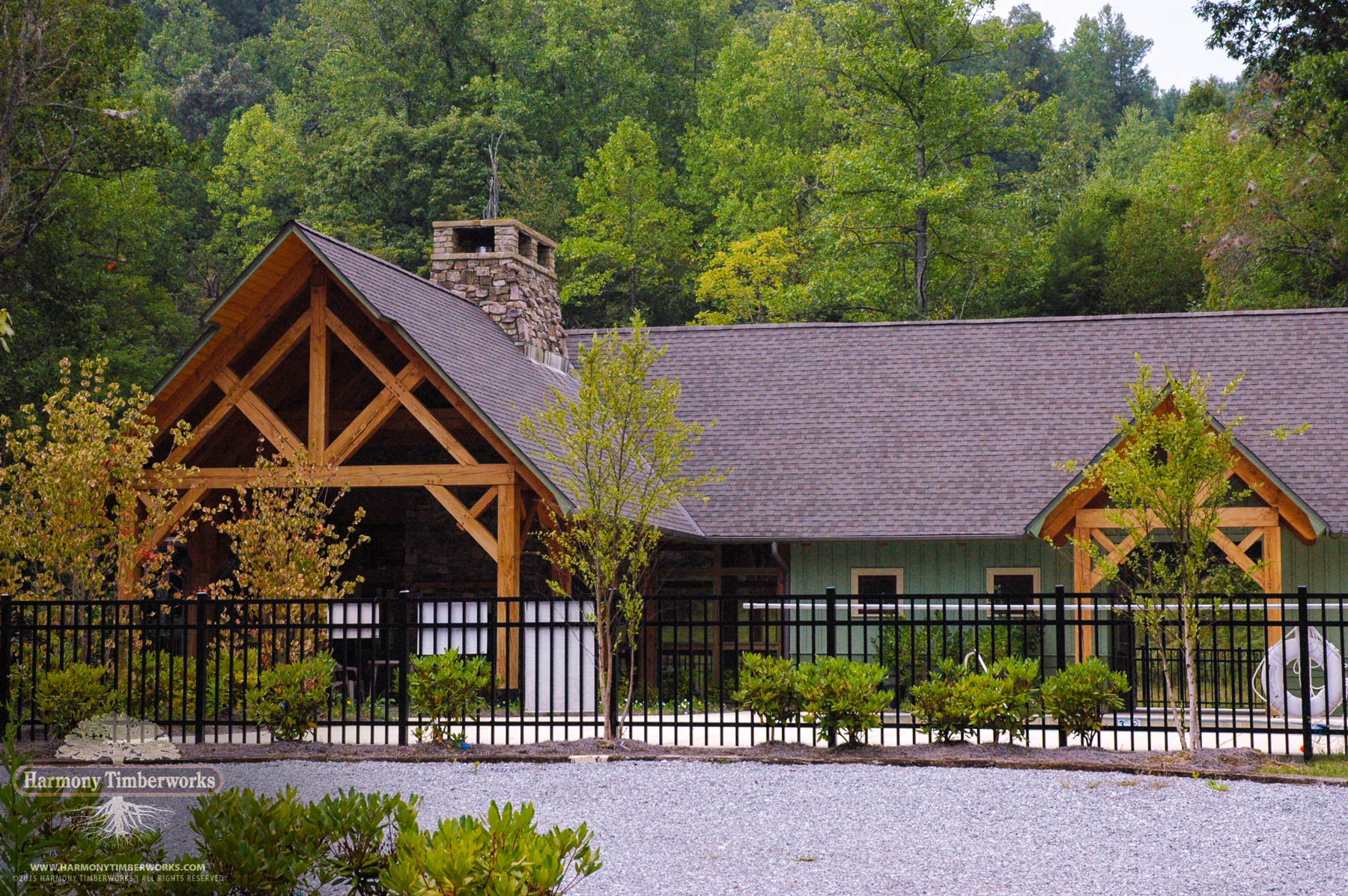 Queen Truss, Partially Closed Timber Frame Pavilion