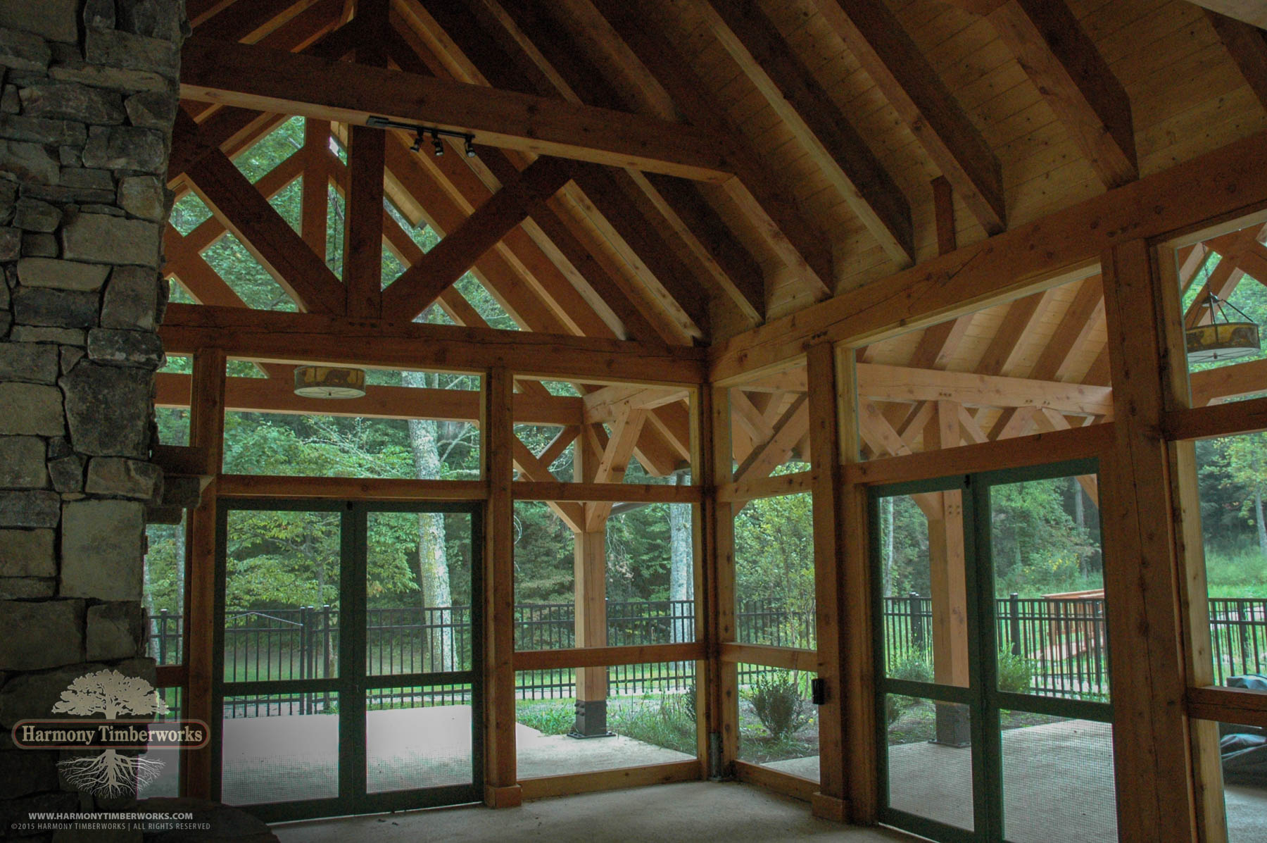 Interior Roof Supports, Open Timber Frame Pavilion