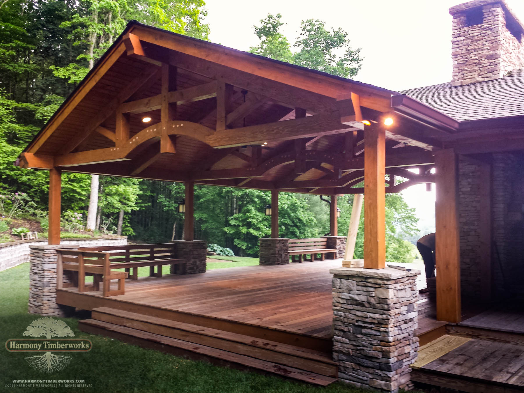Exterior Roof Support Beams, Timber Frame Pavilion