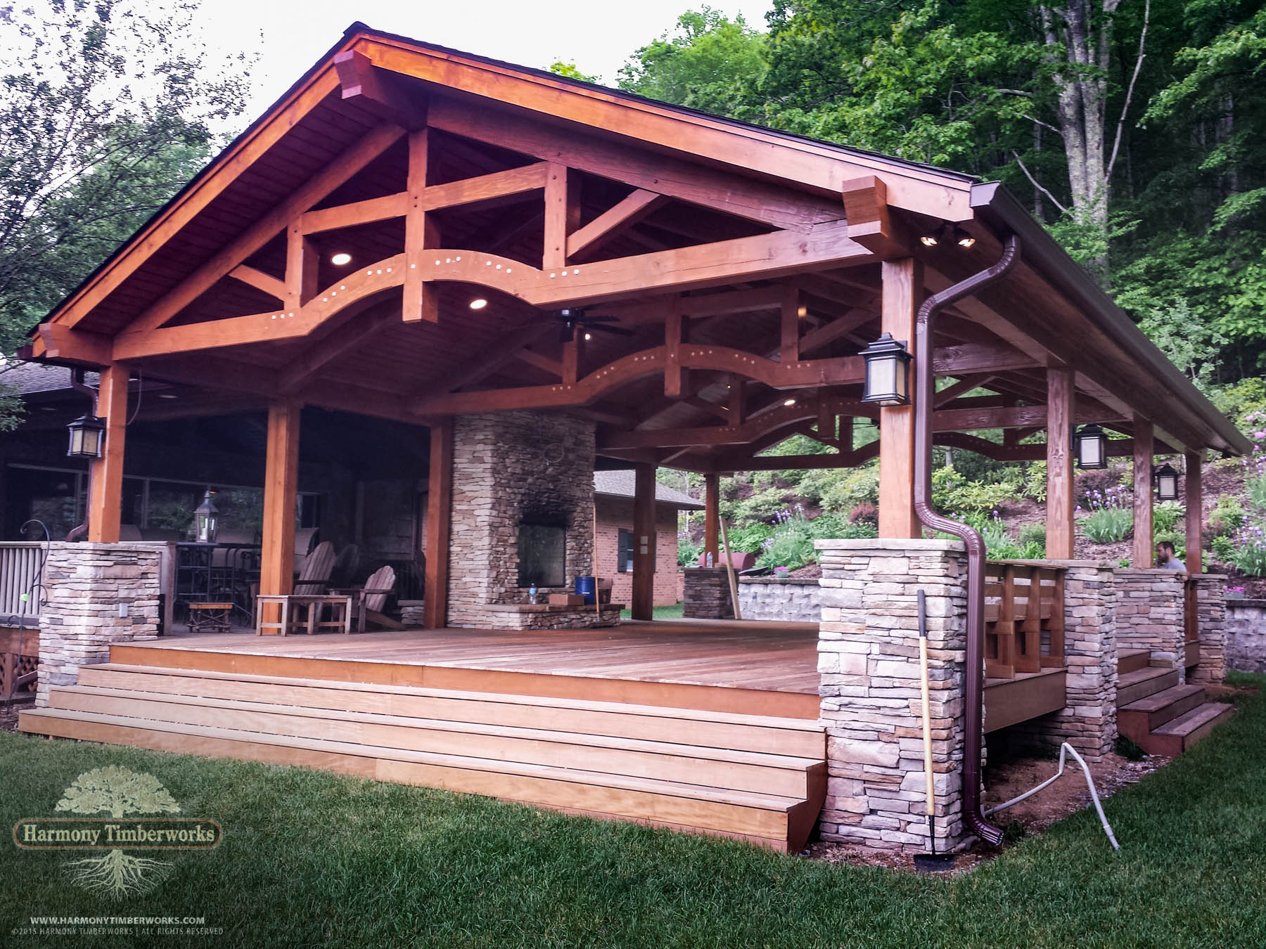 Ground View, Timber Frame Pavilion Roof Supports