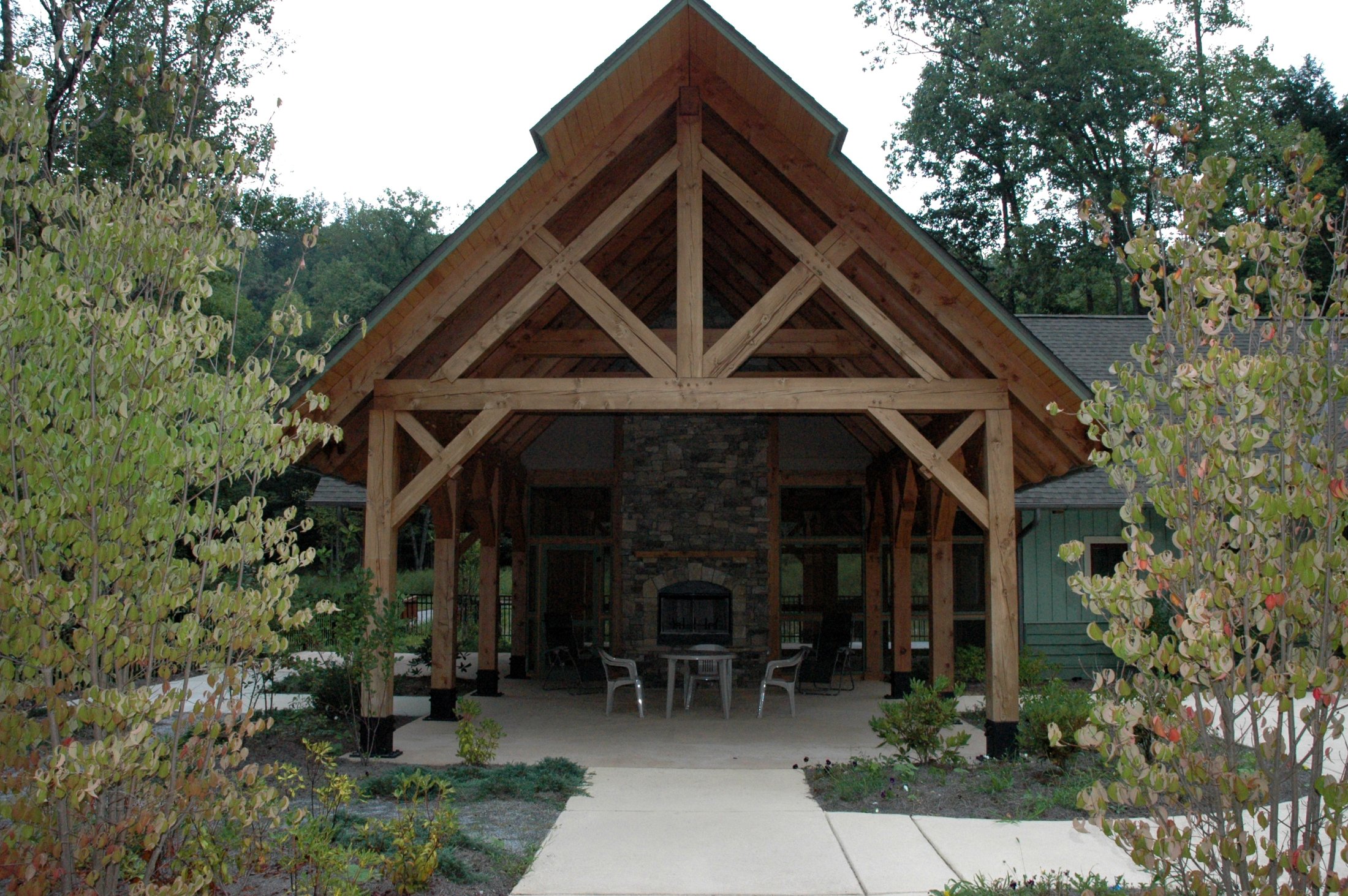 Entryway, Oopen Timber Frame Pavilion w/ Queen Truss
