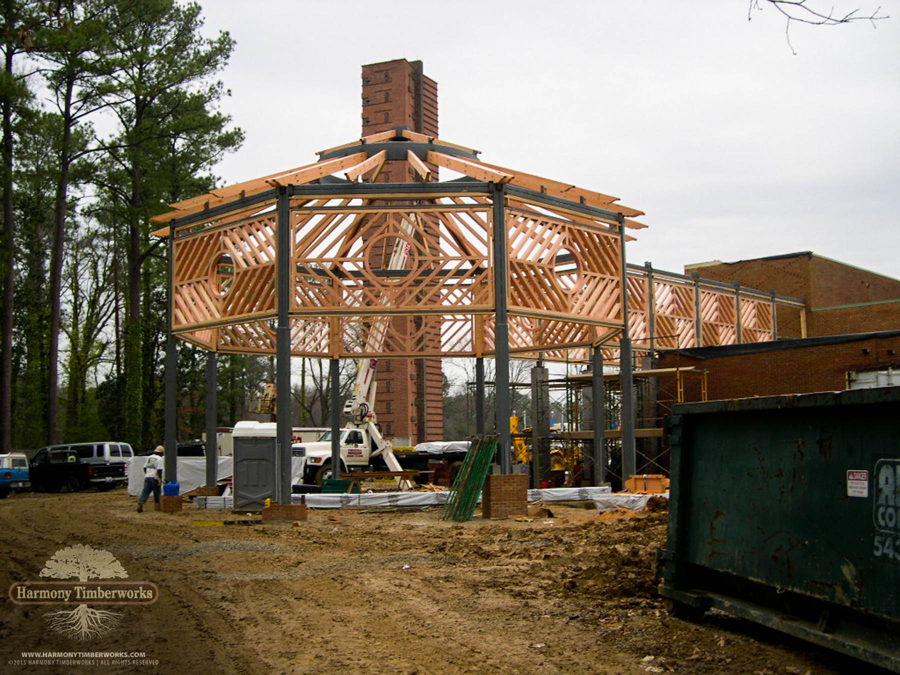 Open Timber Frame Pavilion, Mid-Construction