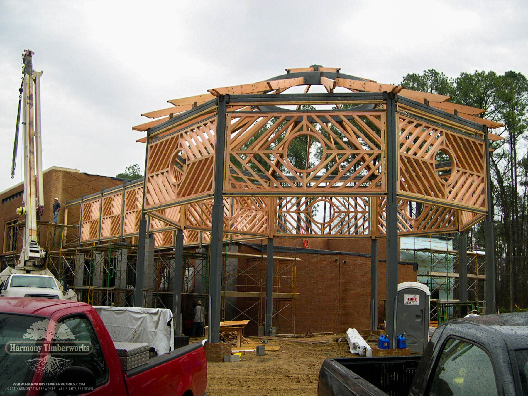 Ground View, Partially Built Open Timber Frame Pavilion