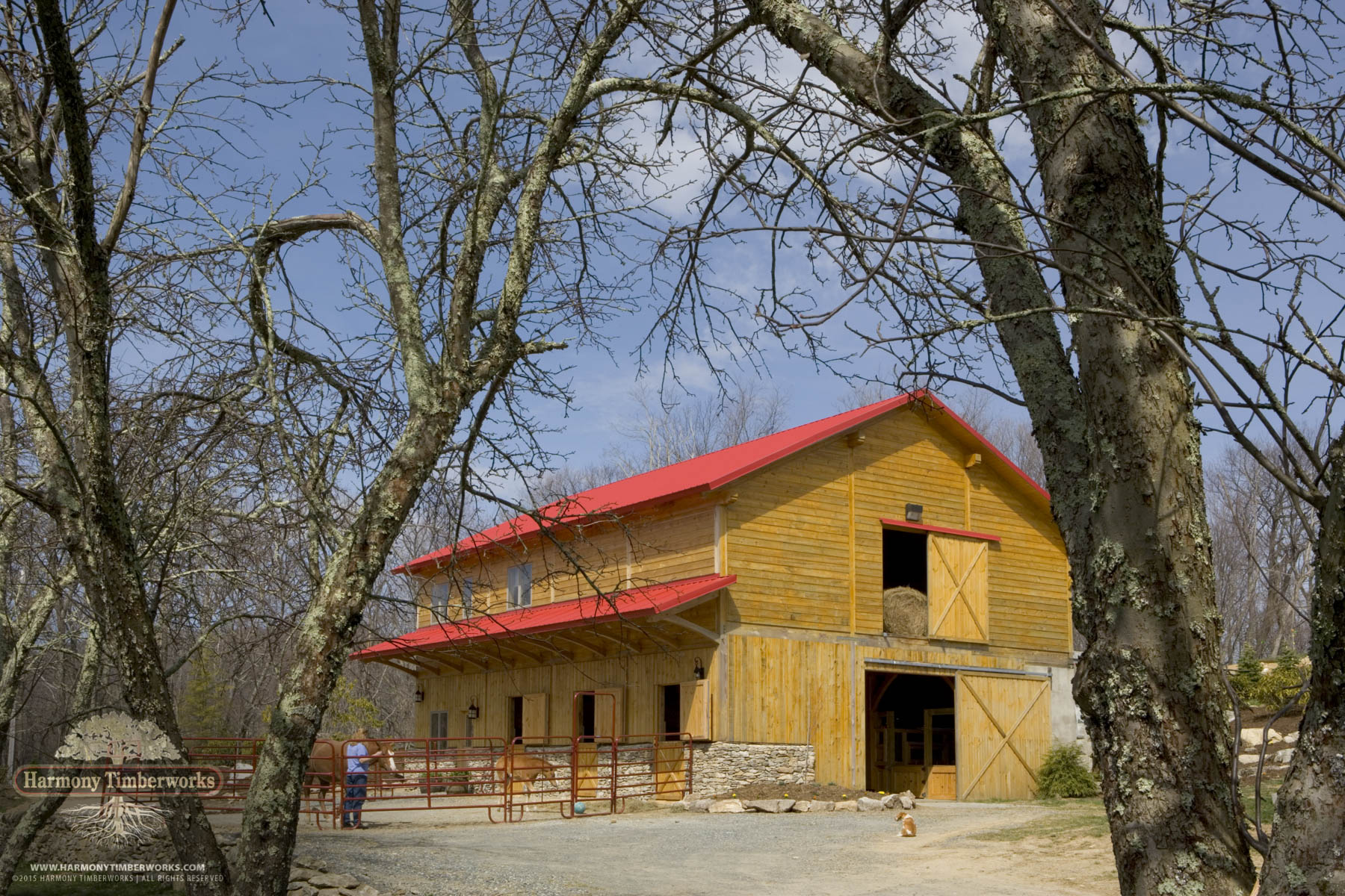 Exterior, Yellow Cedar Timber Frame Horse Barn