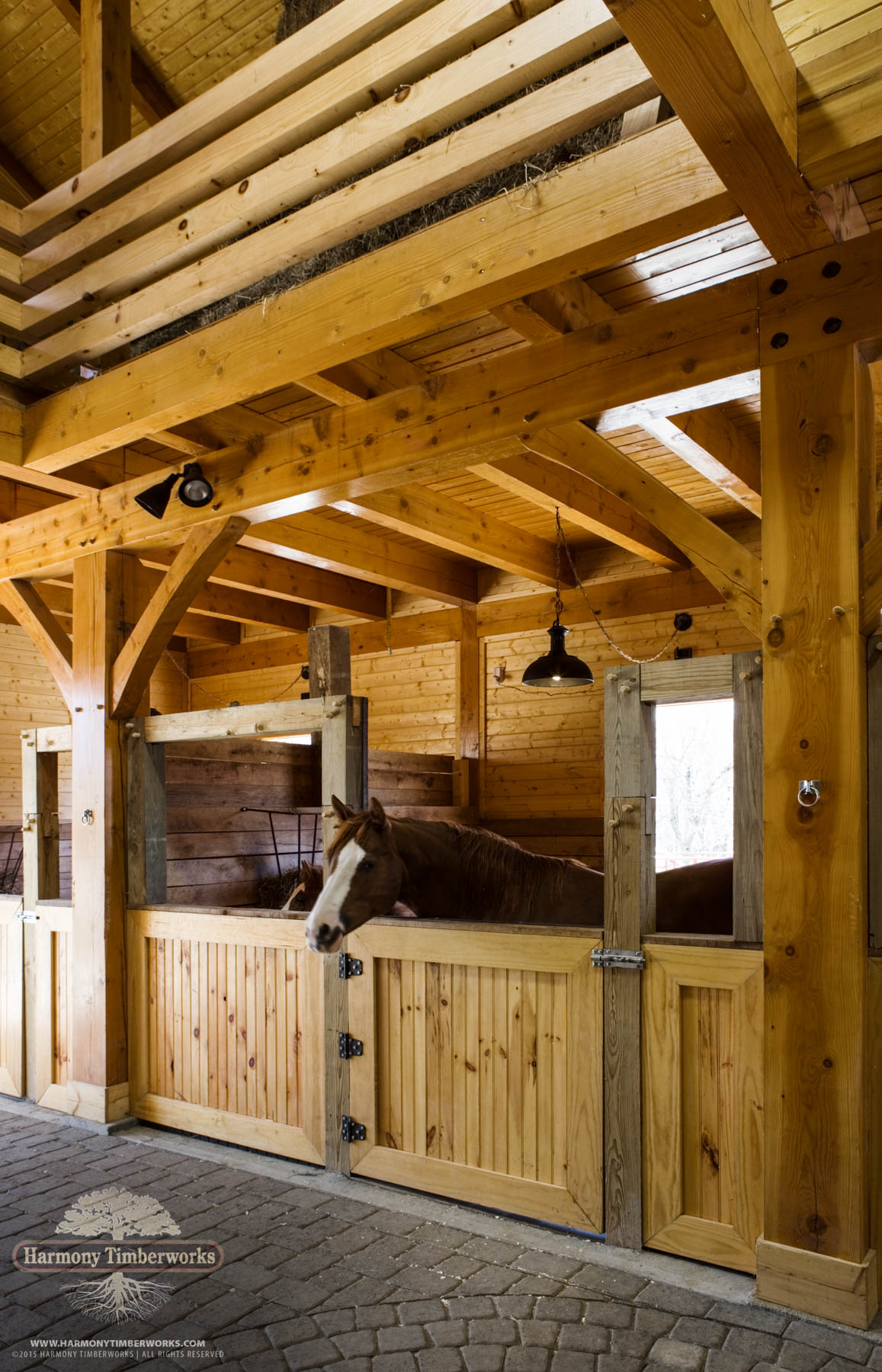 Interior Horse Stable, Timber Frame Horse Barn