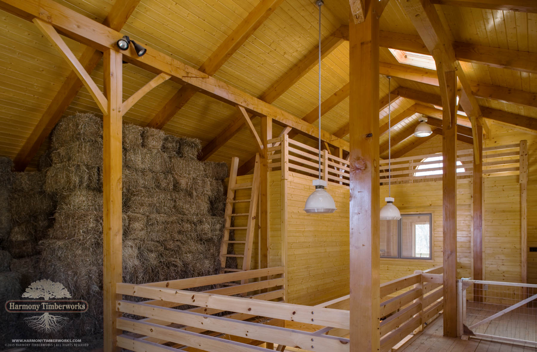 Horse Stable Support Beams, Timber Frame Barn Interior