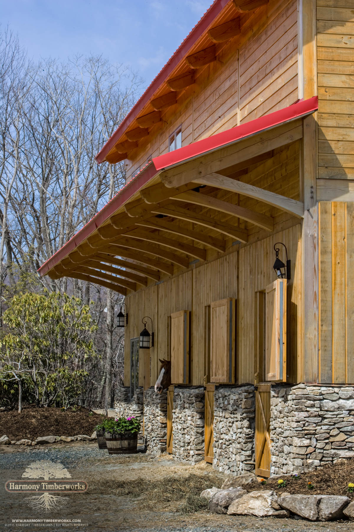 Exterior Roof Bracing, Timber Frame Horse Barn