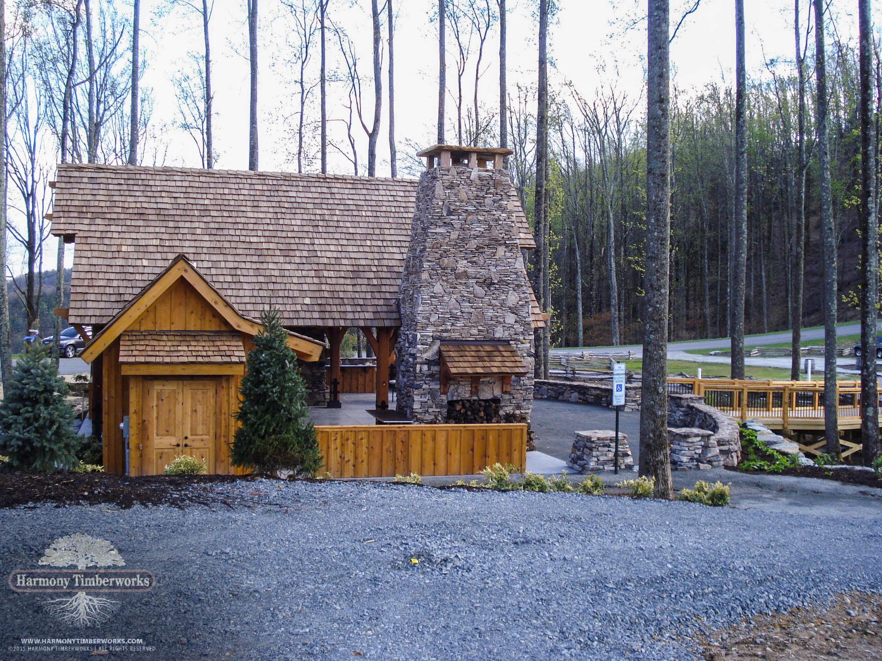 Exterior Building View, Log Frame Pavilion