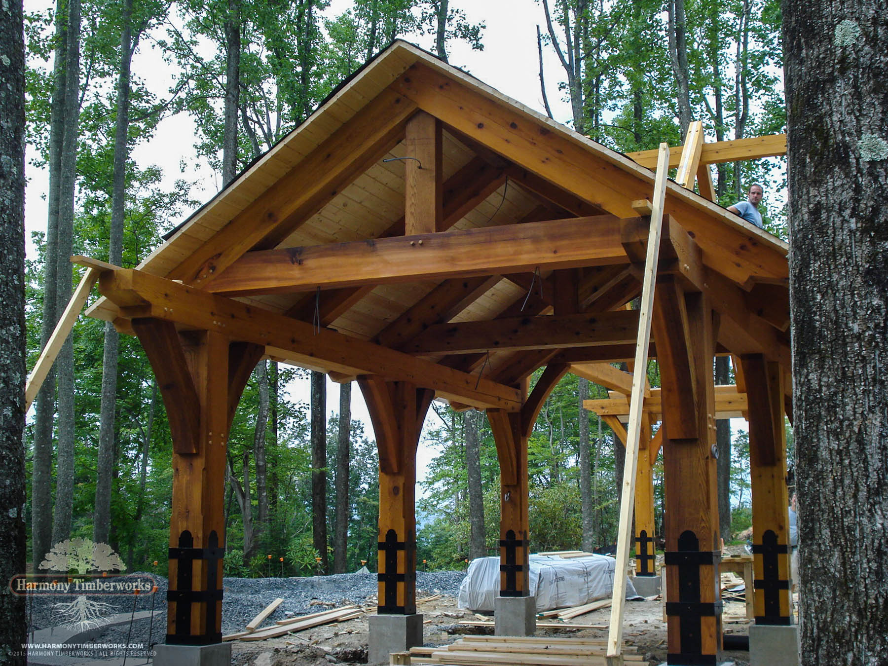 Kingpost Truss, Open Timber Frame Pavilion
