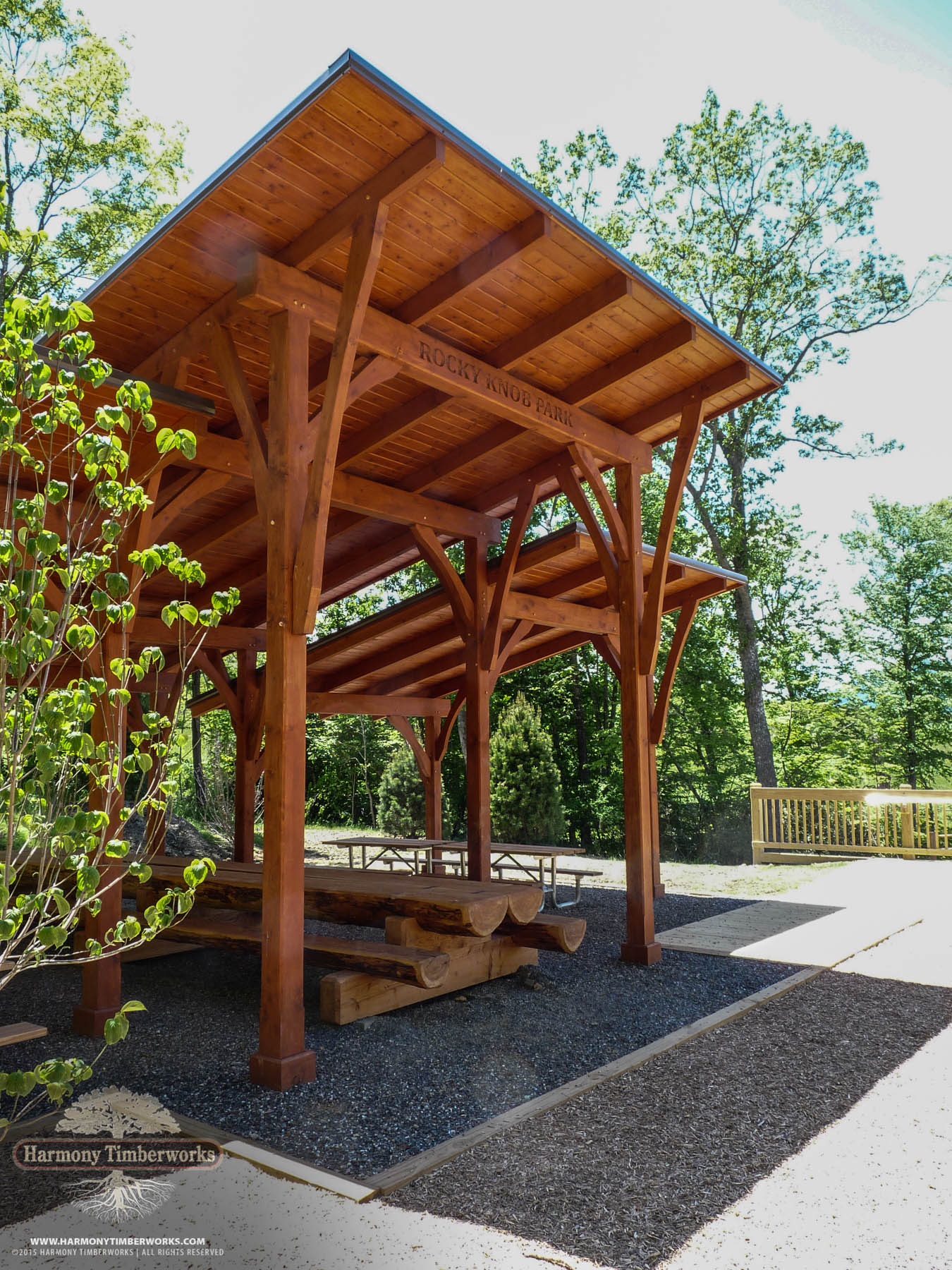 Interior Single-Slope Roof, Open Timber Frame Pavilion