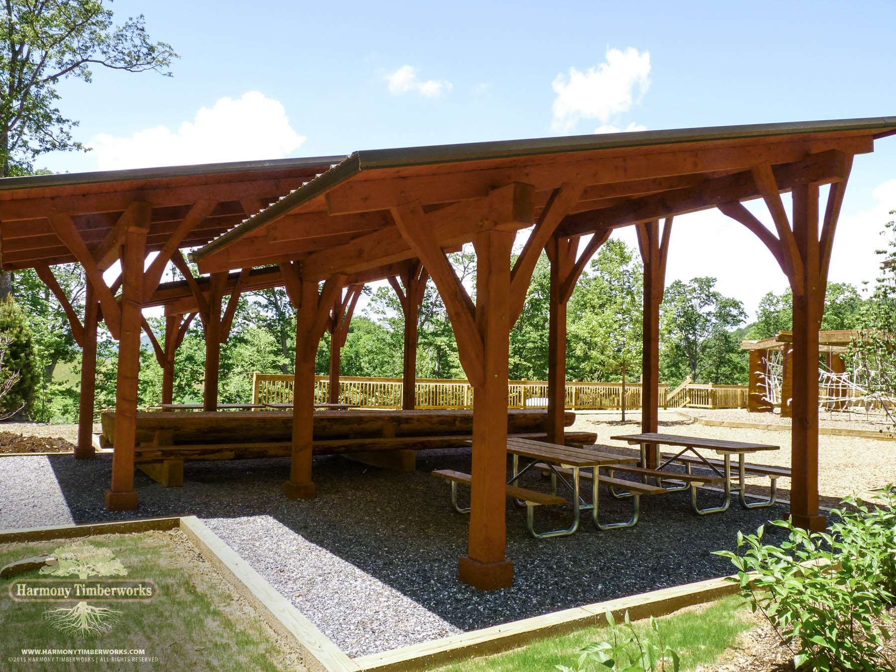 Side View, Single-Slope Roof Open Timber Pavilion