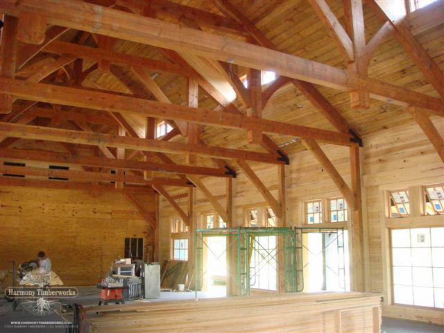 Interior Tie Beams, Timber Frame Barn