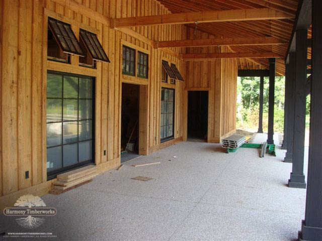 Exterior Roof Support Posts, Timber Frame Barn