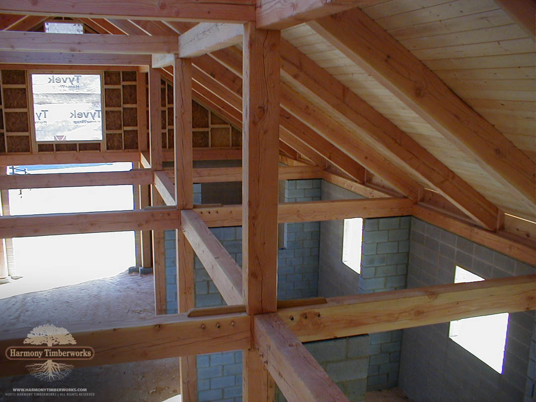 Interior Roof Support Beams, Timber Frame Horse Barn