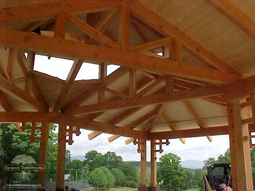 Interior Ceiling - Howe Truss, Open Timber Frame Pavilion