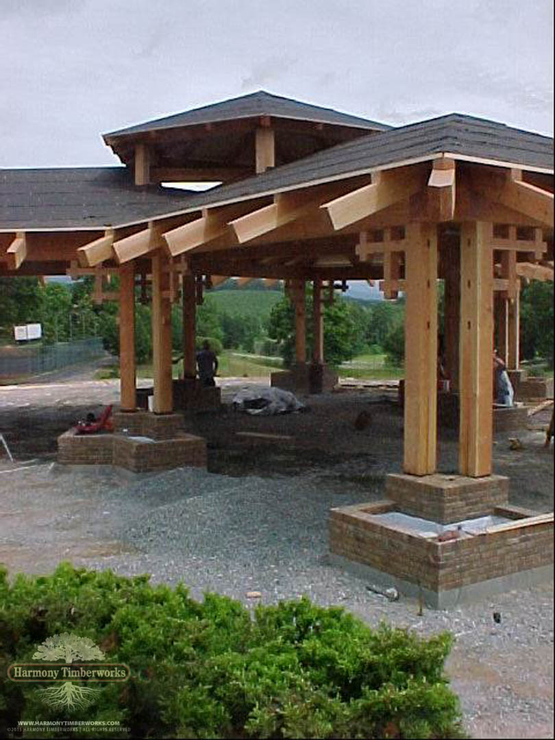Exterior Roof Eaves, Open Frame Pavilion w/ Hip Roof