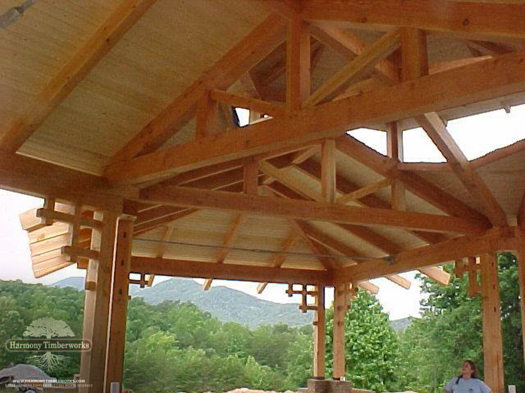 Interior Raised Tie Scissors Truss, Timber Pavilion