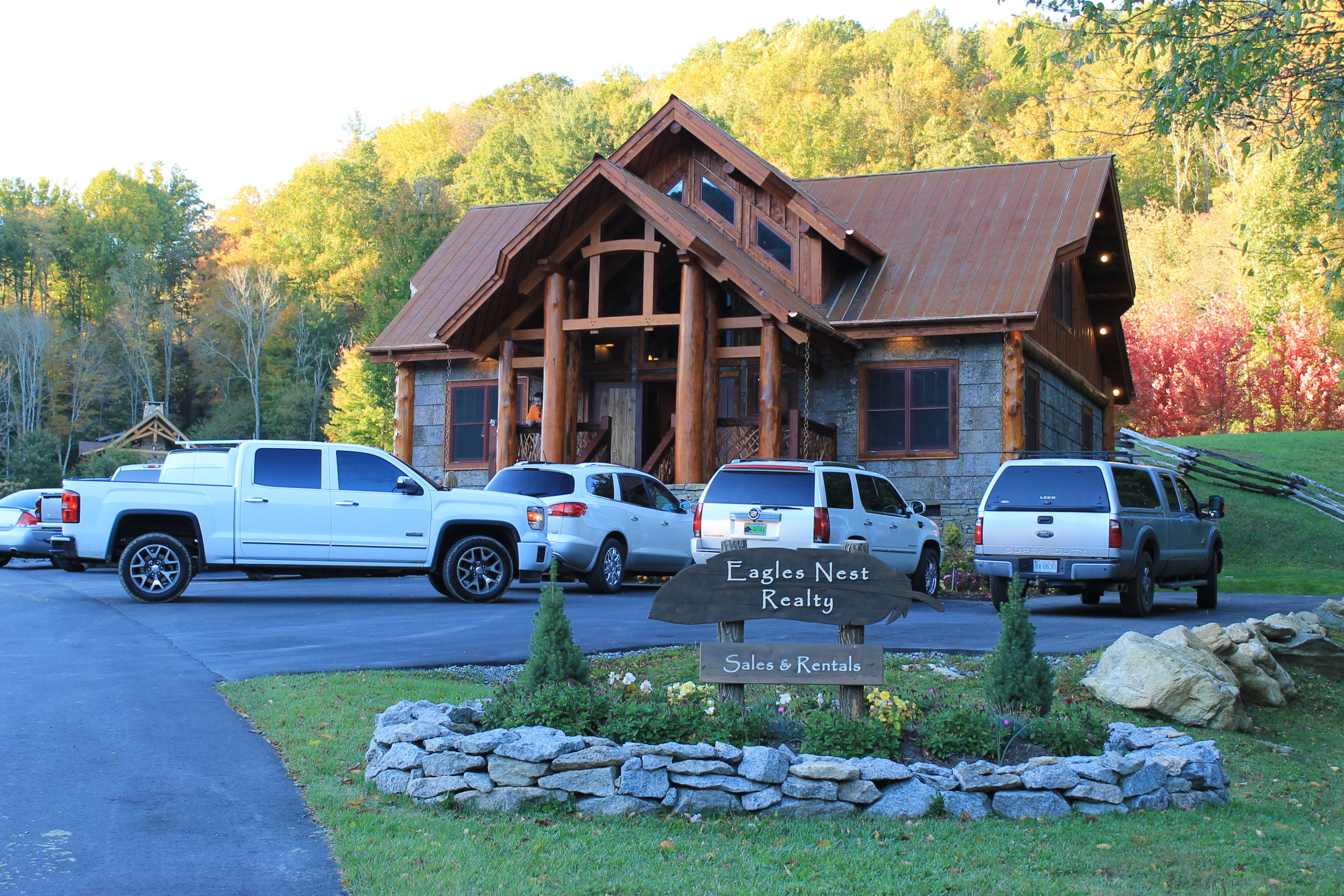 Entryway, Timber Frame Office Building Exterior